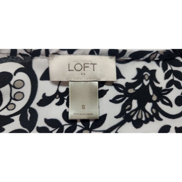 Loft Sleeveless Floral Print Blouse Size S Black & White - Picture 2 of 5